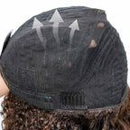 QVR Glueless Highlight Brown Kinky Curly Half Wig 250% Density Human Hair Wig #1B/30 Wear Go Flip Over Wig