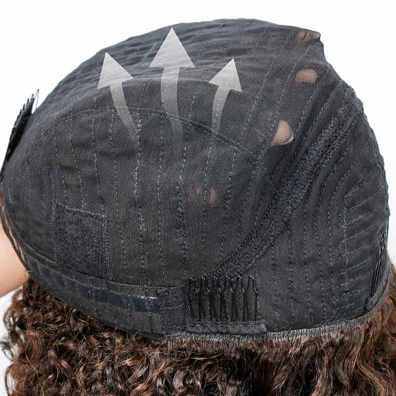 QVR Glueless Kinky Curly Half Wig 250% Density Human Hair Wig Wear Go Flip Over Wig