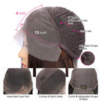 QVR Body Wave Real Brazilian Black Hair Lace Wigs Hair 180% Density 13x4 Lace Frontal Wigs