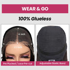 QVR Glueless Pre Cut Lace 13x4 HD Lace Closure Wig Water Wave Wig Wear and Go Wigs