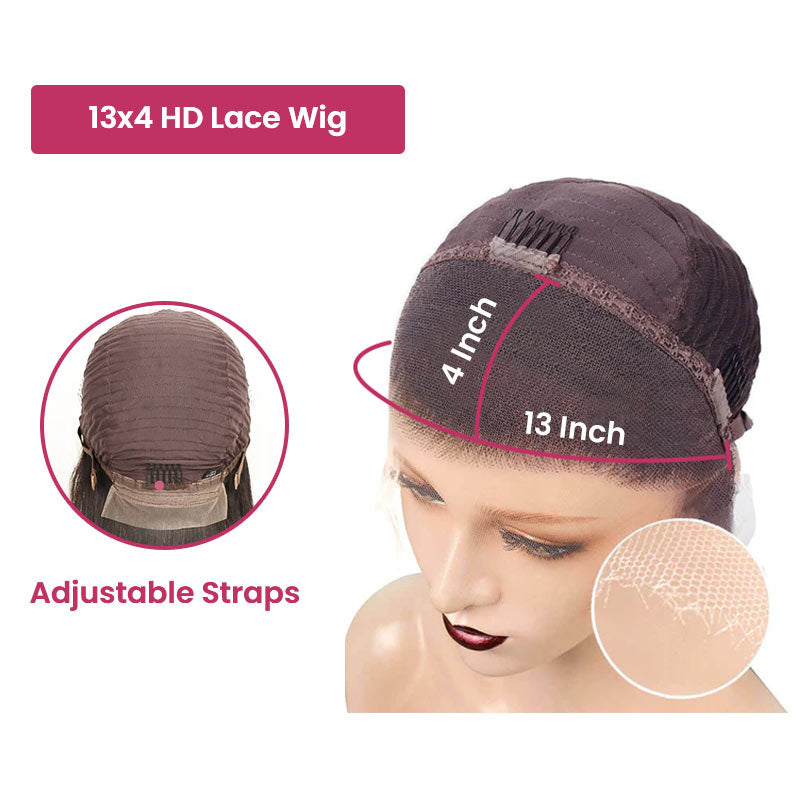 QVR Glueless 13x4 Lace Front Human Hair Wigs With Baby Hair Straight Beginner Friendly Human hair Wigs