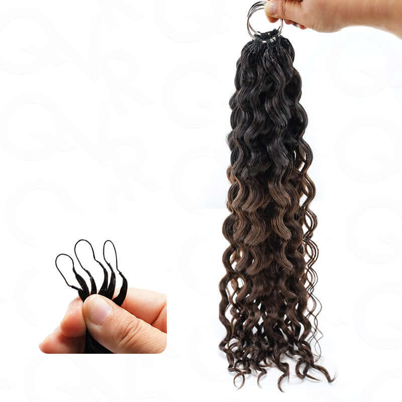 QVR Ombre Brown #T1B/4 Feather Crochet Human Hair Afro Kinky Curly Machine Made Crochet Weave Hair Extensions