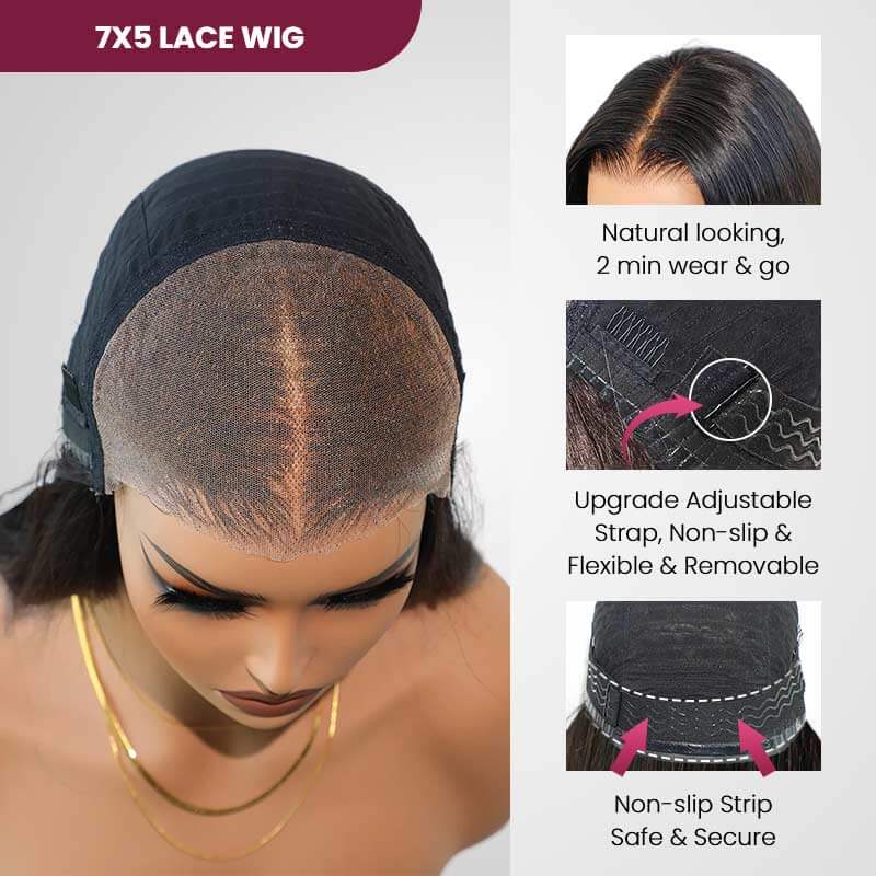 QVR Glueless Jerry Curly Pre-Bleached 7x5 Lace Wig with Pre-plucked Hairline