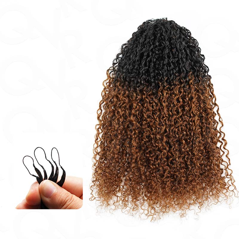 QVR #T1B/30 Feather Crochet Human Hair Burmese Curly Machine Made Crochet Weave Hair Extensions