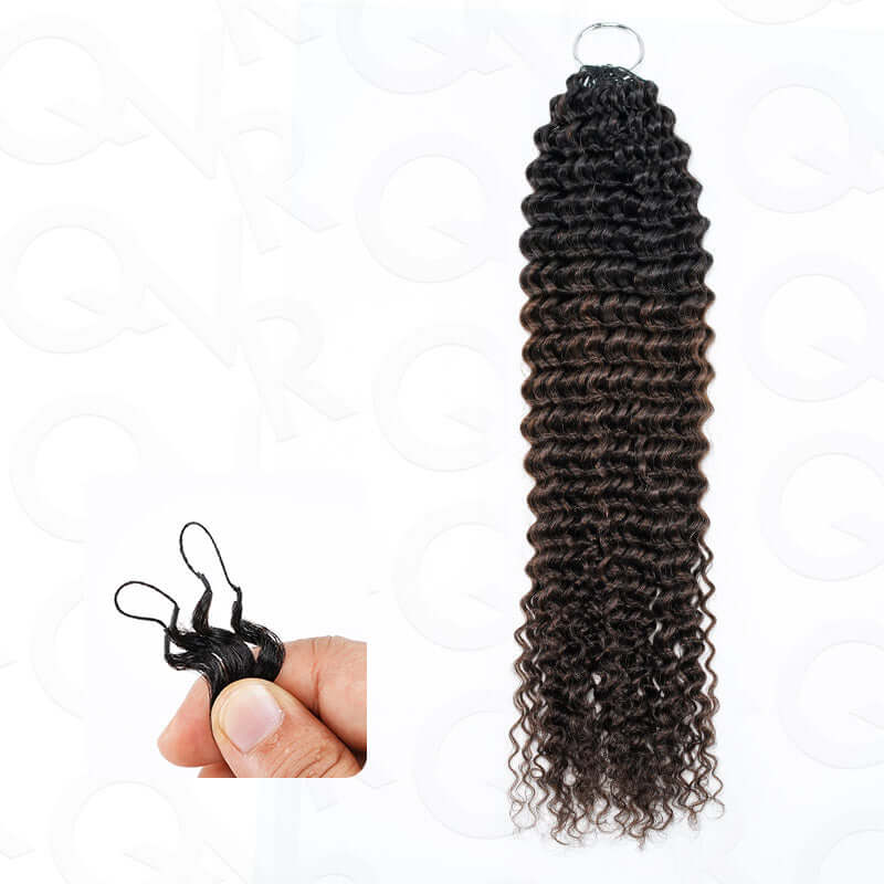 QVR Bright Brown #35D Human Crochet Hair Small Kinky Curly Machine Made Feather Crochet Hairstyle