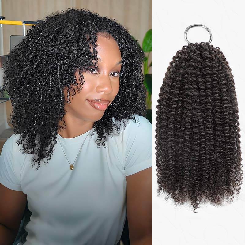 QVR Ombre #T4/30 Human Crochet Hair Afro Kinky Curly Machine Made Feather Crochet Hairstyle