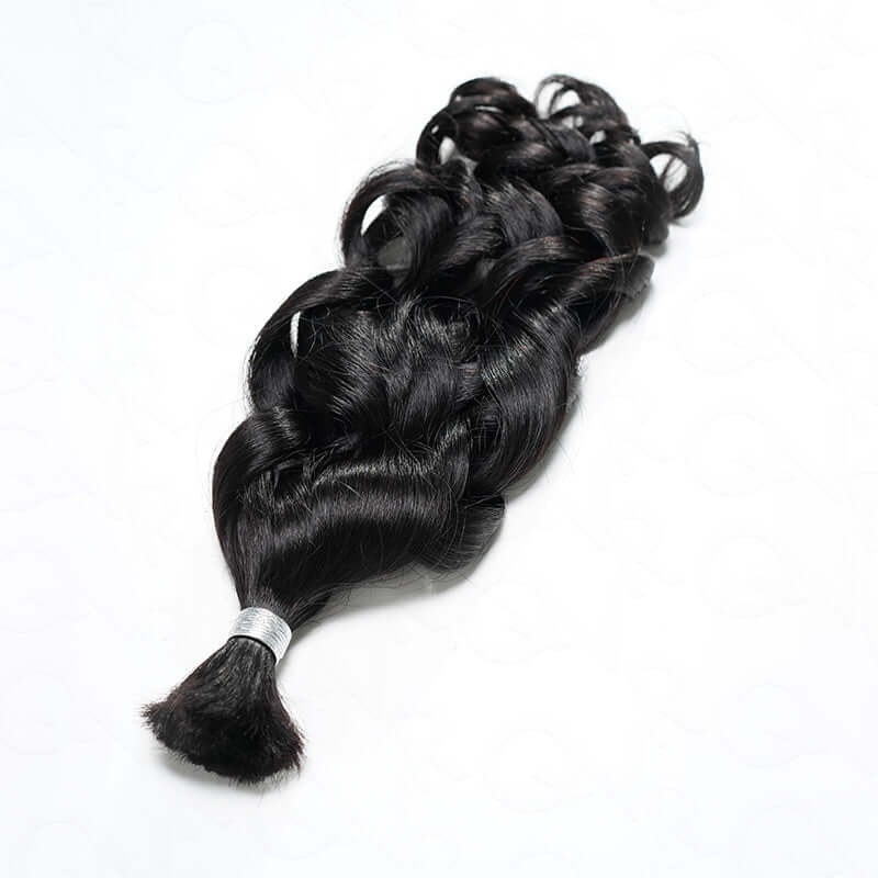 QVR French Curl Human Bulk Hair Extensions for Boho Knotless Braiding