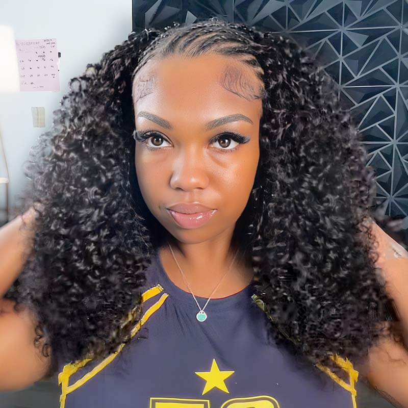 QVR Twist Curly Crochet Hair Natural Black Machine Made Feather Human Hair Extension