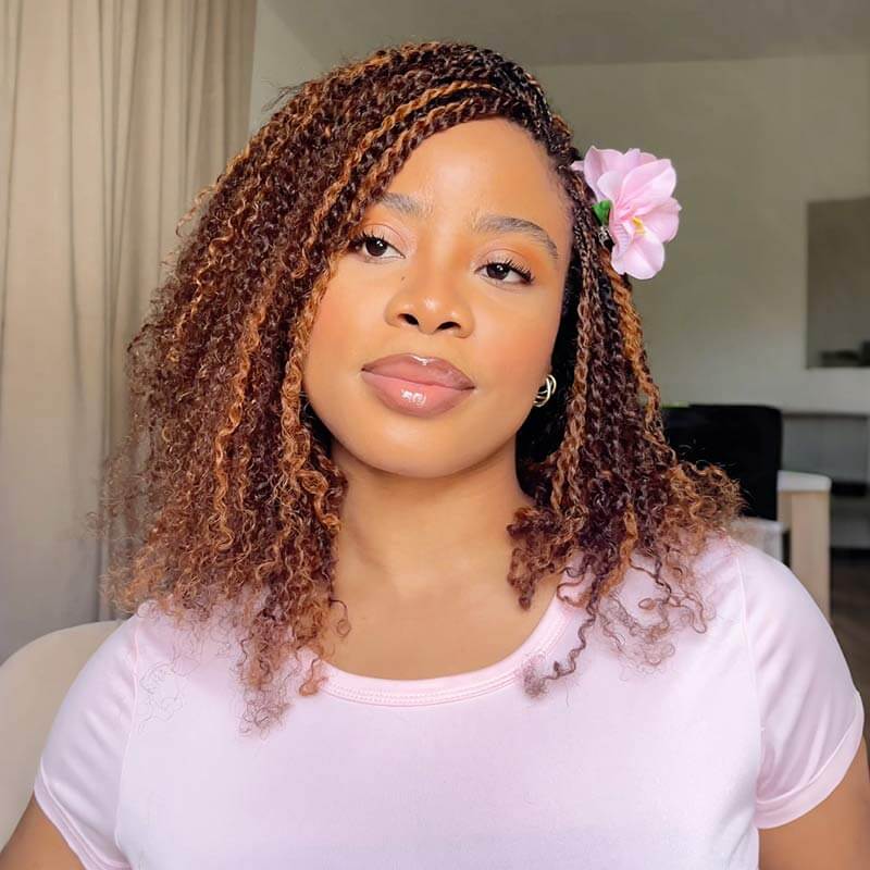 QVR #4+#30 Two Colors Afro Kinky Bulk Human Hair For Braiding DreadLock