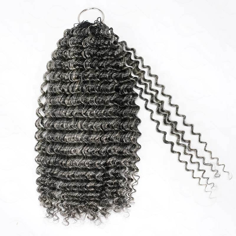 QVR Ombre #T1B/30/27 Small Kinky Curly Machine Made Feather Crochet Human Hair Extensions