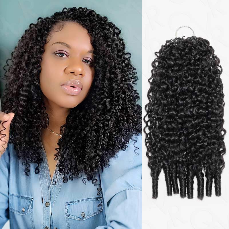 Member Sale|QVR Burmese Curly Feather Crochet Human Hair Salt Pepper Crochet Hair