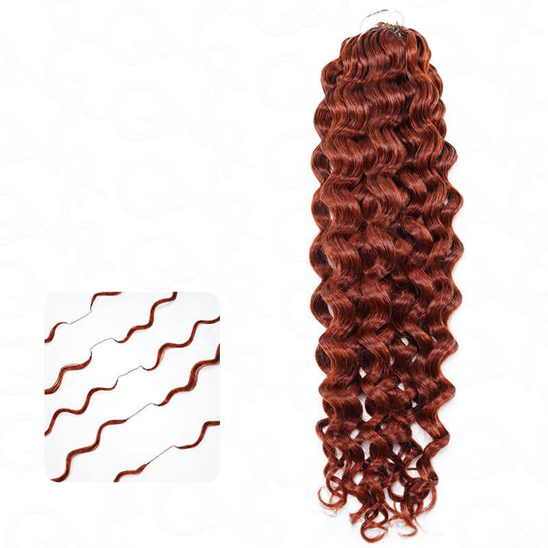 QVR Burmese Curly Feather Crochet Human Hair Bright Brown #35D Machine Made Crochet Weave Hair Extensions