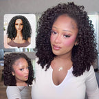 QVR Glueless Burmese Curly Half Wig 250% Density Human Hair Wig Wear Go Flip Over Wig