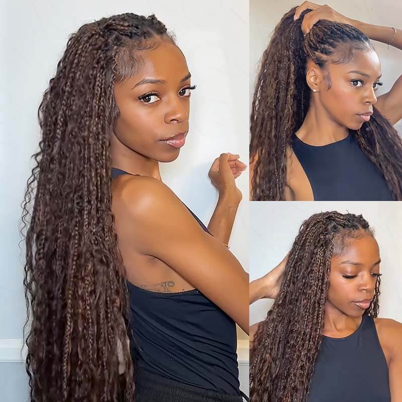 QVR Multi-Color Water Wave Bulk Hair Extensions for Boho Knotless Braiding