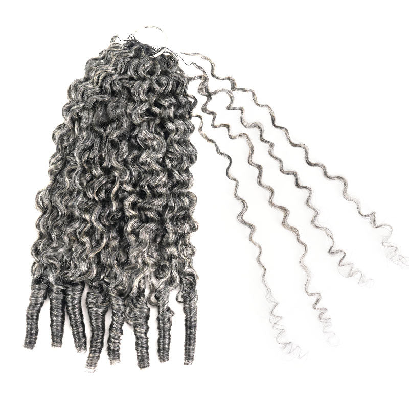 Member Sale|QVR Burmese Curly Feather Crochet Human Hair Salt Pepper Crochet Hair