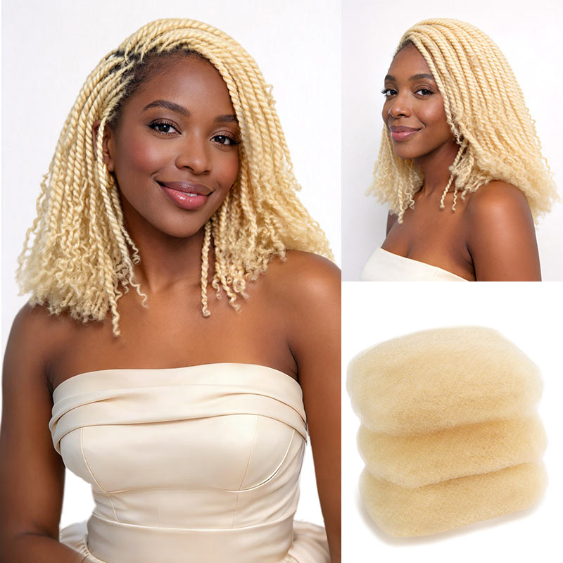 QVR #613 Blonde Color Afro kinky Bulk Human Hair for Braiding & Twists
