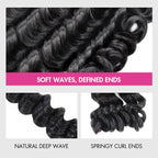 QVR Loose Deep Wave Boho Knotless Braids with Spring Curl Ends Natural Black Bulk Human Braiding Hair Extensions