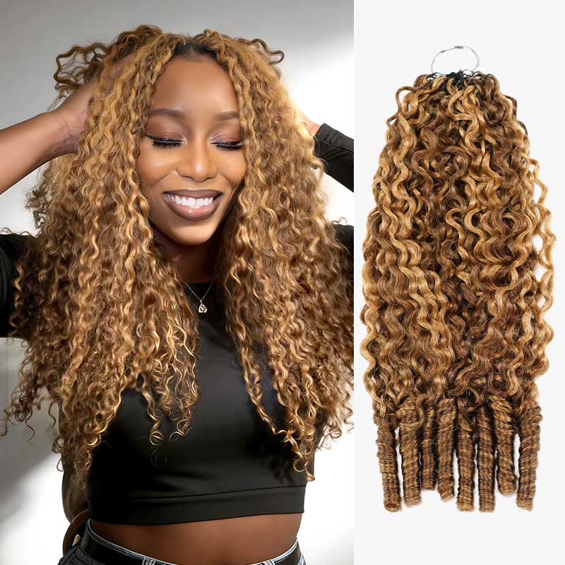 QVR Burmese Curly Feather Crochet Human Hair Dark Burgundy #99J Machine Made Crochet Weave Hair Extensions