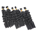QVR Burmese Curly Boho Knotless Braids Human Bulk Hair Natural Black Human Braiding Hair Extensions