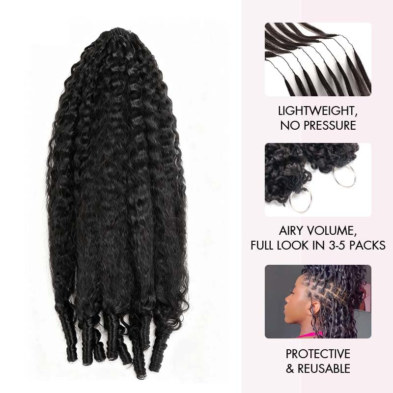 QVR Kinky Straight Feather Crochet Human Hair with Sprial Ends Machine Made Crochet Weave Hair Extensions