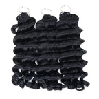 QVR Loose Deep Wave Feather Crochet Human Hair with Spring Curl Ends Machine Made Crochet Weave Hair Extensions