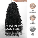 QVR Afro Twist Curly Crochet Hair Natural Black Machine Made Feather Crochet Human Hair Extension