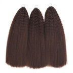 QVR Dark Brown Kinky Straight Feather Crochet Human Hair Miracle Knots Crochet Weave Hair Extensions