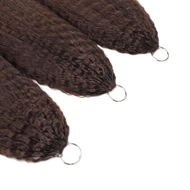 QVR Dark Brown Kinky Straight Feather Crochet Human Hair Miracle Knots Crochet Weave Hair Extensions