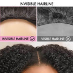QVR Glueless Ombre Brown Kinky Curly Half Wig 250% Density Human Hair Wig #T2/30 Wear Go Flip Over Wig