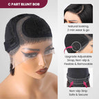 QVR Brown Highlights Water Wave C Lace Glueless Left Part Short Bob Wigs