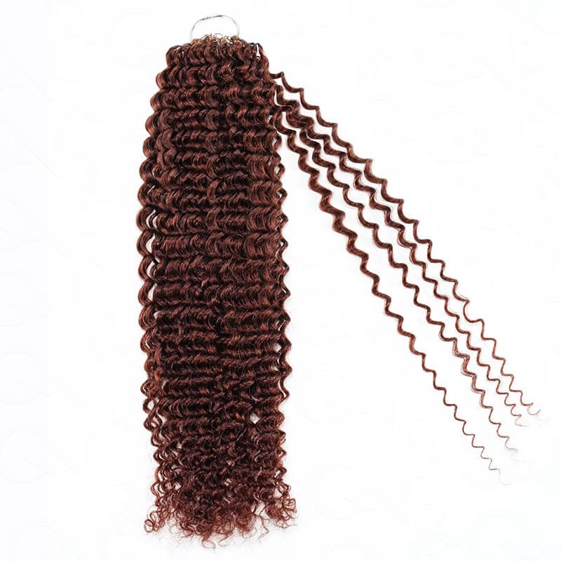 QVR Bright Brown #35D Human Crochet Hair Small Kinky Curly Machine Made Feather Crochet Hairstyle