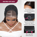 QVR Pre-cut Gluless 4x6 HD Lace Closure Wig Human Hair Wigs Water Wave Wear&Go Wig