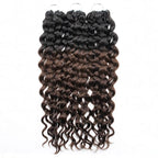 QVR Ombre Brown #T1B/4 Human Crochet Hair Water Wave Machine Made Feather Crochet Hairstyle