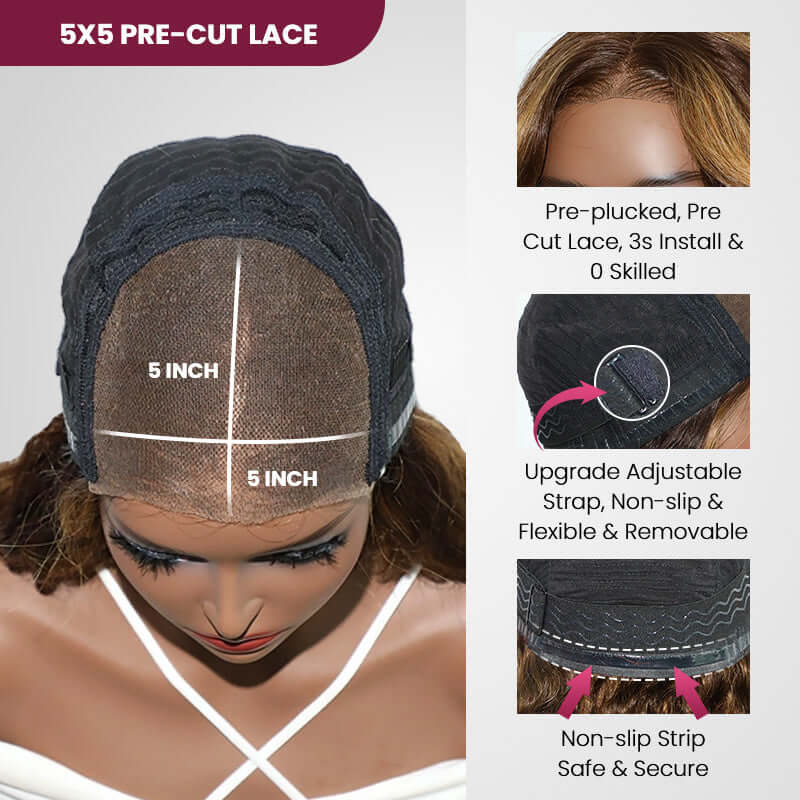 QVR Real Glueless Straight/Body Wave HD Pre Cut Lace Front Human Hair Wigs 210% Density