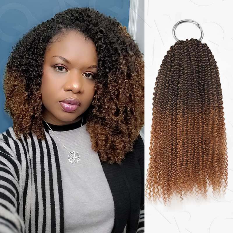 QVR #T2/30 Crochet Hair Afro Kinky Curly Machine Made Feather Human Hair Extension
