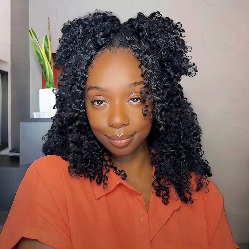 QVR Soft Feather Crochet Hair 3 Packs Small Kinky Curly Machine Made Human Hair Extension