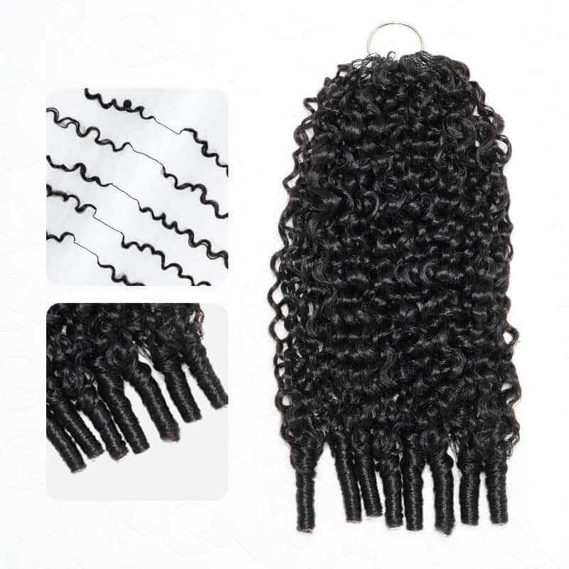 QVR Bouncy Curly Crochet Hair Natural Black Machine Made Feather Crochet Human Hair Extension