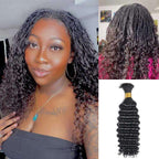 QVR Deep Wave Bulk Hair Extensions for Boho Knotless Braiding