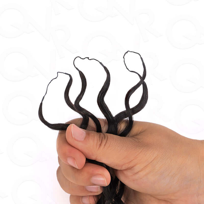 QVR Burmese Kinky Curly Crochet Hair Machine Made Natural Black Natural Curls Feather Human Hair Extension