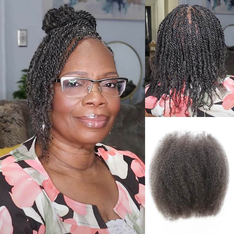 QVR Brazilian Grey Color Remy Hair Afro kinky Bulk Human Hair For Braiding Dreadlock Hair