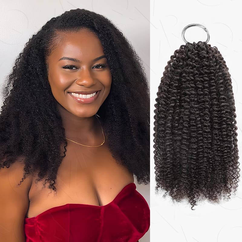 QVR Afro Twist Curly Crochet Hair Natural Black Machine Made Feather Crochet Human Hair Extension