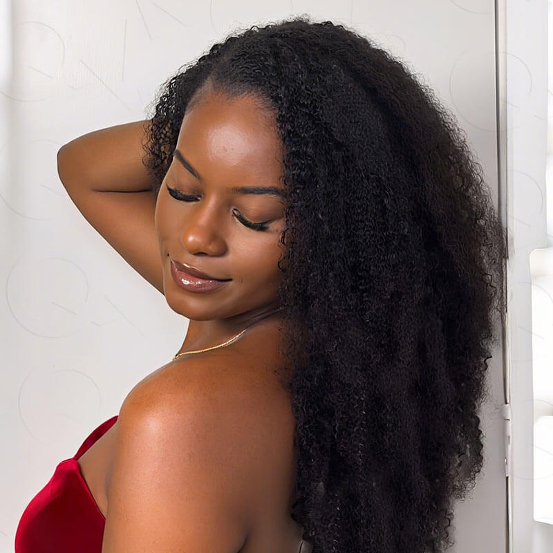 QVR Premium Chinese Hair Afro Kinky Curly Virgin Human Crochet Hair Natural Black Machine Made Feather Crochet Hairstyles