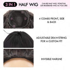 QVR Glueless Dark Brown Kinky Curly Half Wig with Black Roots 250% Density Human Hair Wig #T1B/4 Wear Go Flip Over Wig