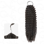 QVR Highlight Brown Small Kinky Curly Feather Crochet Hair Machine Made Feather Human Hair Extension