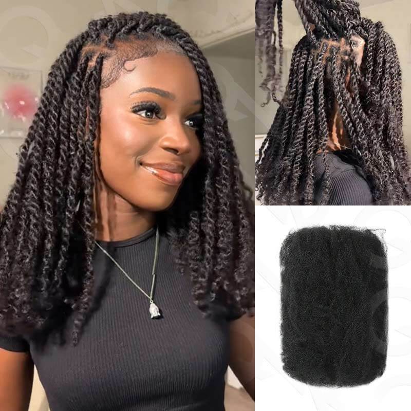 QVR Dark Brown Afro kinky Bulk Hair Extensions For Braiding Dreadlock Human Hair